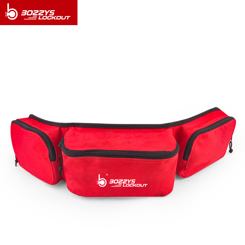red waist strap adjustable Three-compartment zipped lockout pouch