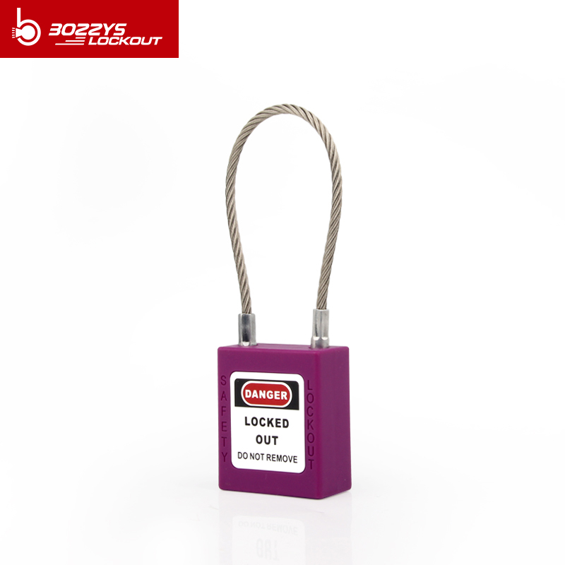 Plastic Compact Cable Wire Shackle Padlocks Keyed-Different with Master key for Industrial equipment lockout