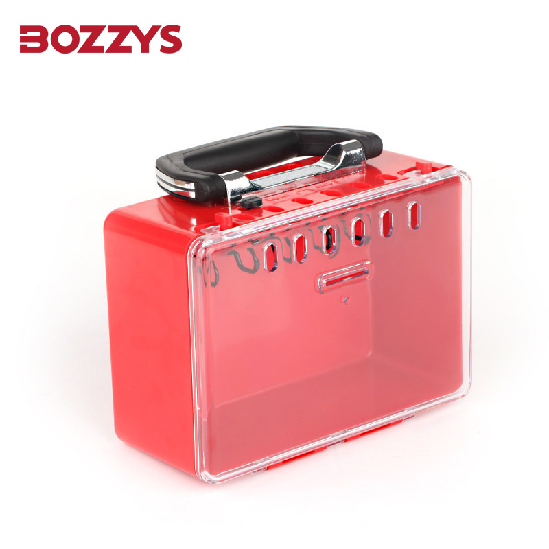 hand-held Portable visualization Group lockout box with Transparent dust cover Accommodates 8 padlocks